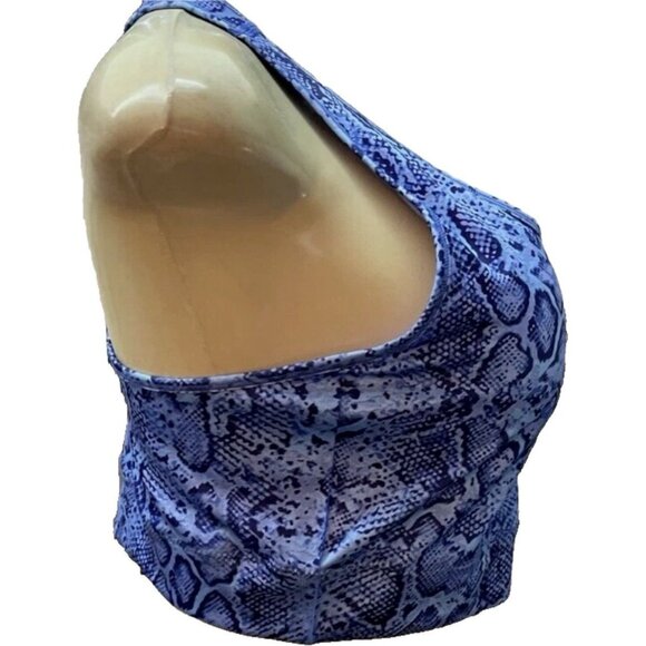 Puma XL Blue Animal Print Logo Drycel V-Neck Removable Pads Racerback Sports Bra - Picture 3 of 6